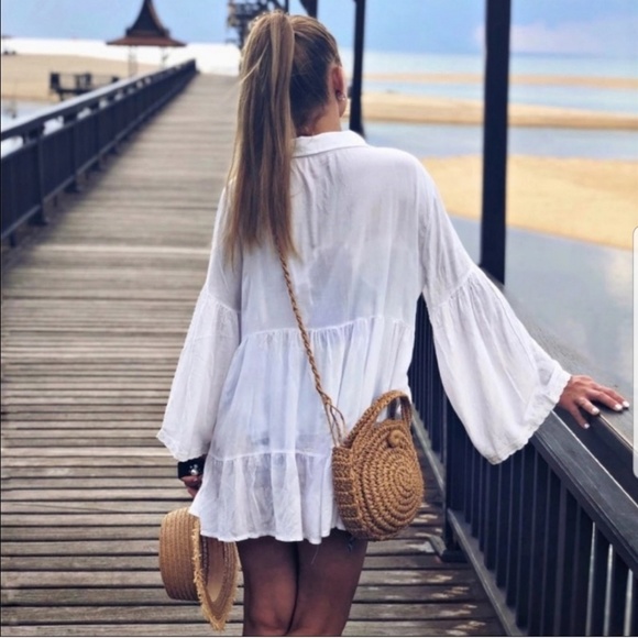 Sale!🆕Straw Circle Beach Handbag Bohemian Rattan - Picture 2 of 16